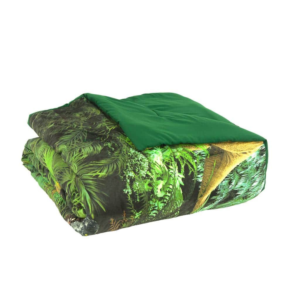 Twin Green Dinosaur Forest Microfiber Bed Set