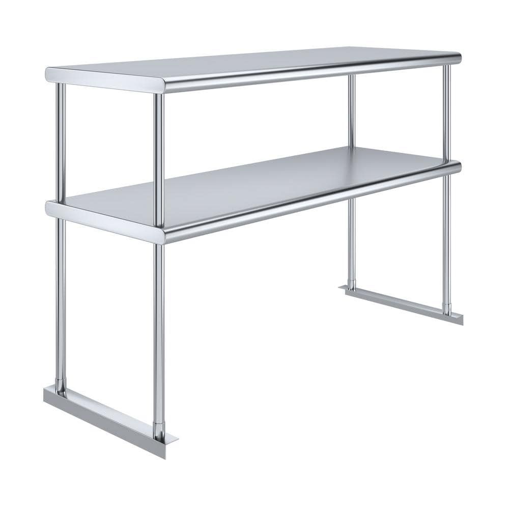 18" x 48" Stainless Steel Double Tier Kitchen Utility Overshelf