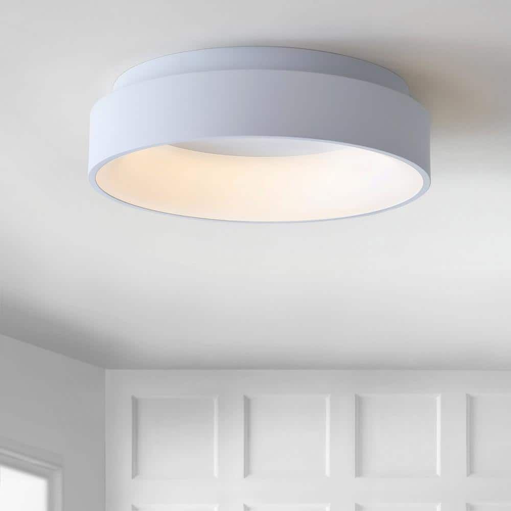 White Metal 17.75" LED Flush Mount Ceiling Light