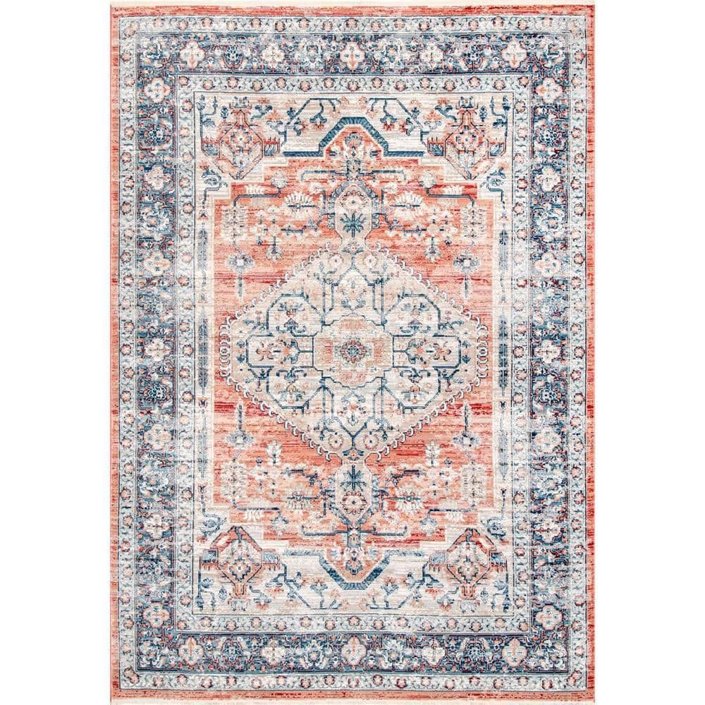 Medallion Mosaic 62" Multicolor Easy-Care Synthetic Area Rug