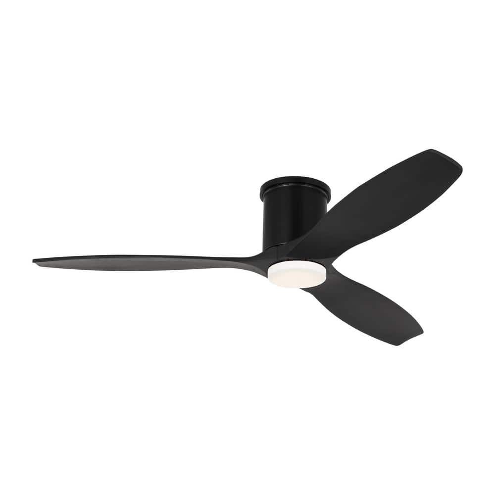 Midnight Black 52" Smart LED Ceiling Fan with Frosted Acrylic Shade