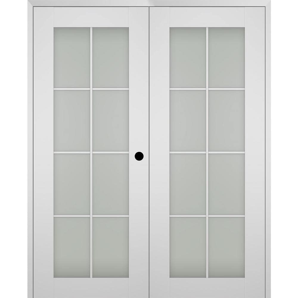 Polar White Frosted Glass 72" x 84" Prehung French Door