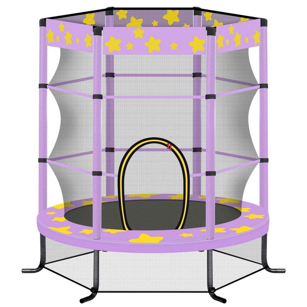 4.5 ft Purple Kids' Trampoline with Safety Enclosure