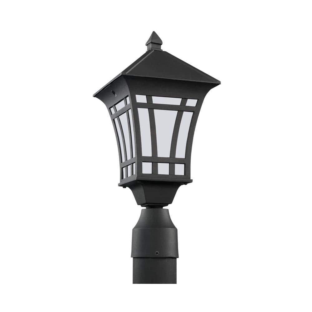 Herrington Black 7.25" Outdoor Post Lantern with Etched Glass