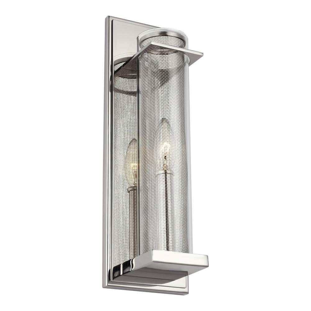 Polished Nickel Cylinder Dimmable Wall Sconce with Clear Glass Shade