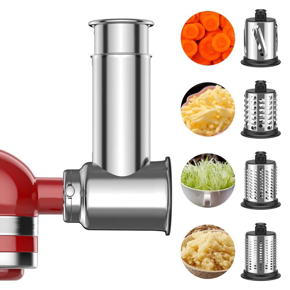 Silver Stainless Steel Slicer Shredder Attachment for KitchenAid Mixers