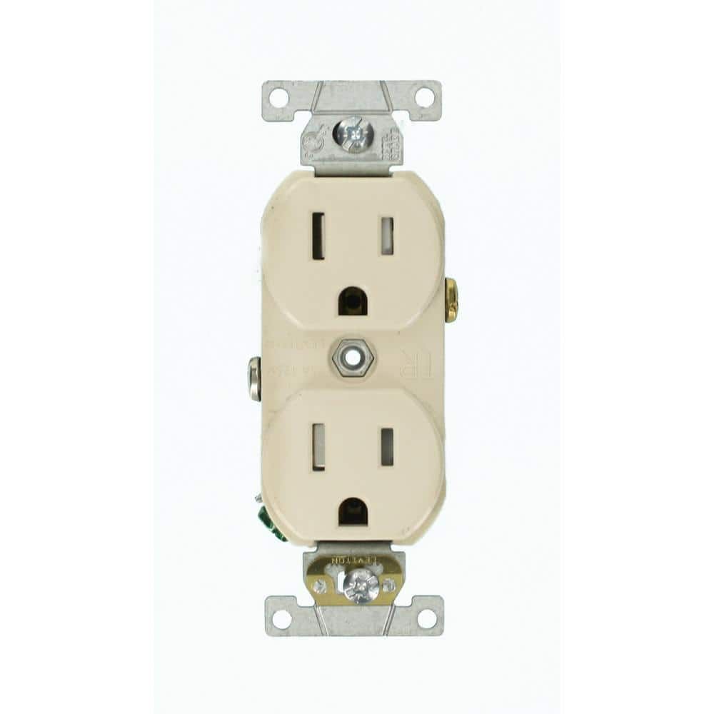 Light Almond Tamper Resistant Duplex Receptacle with Wall Plate