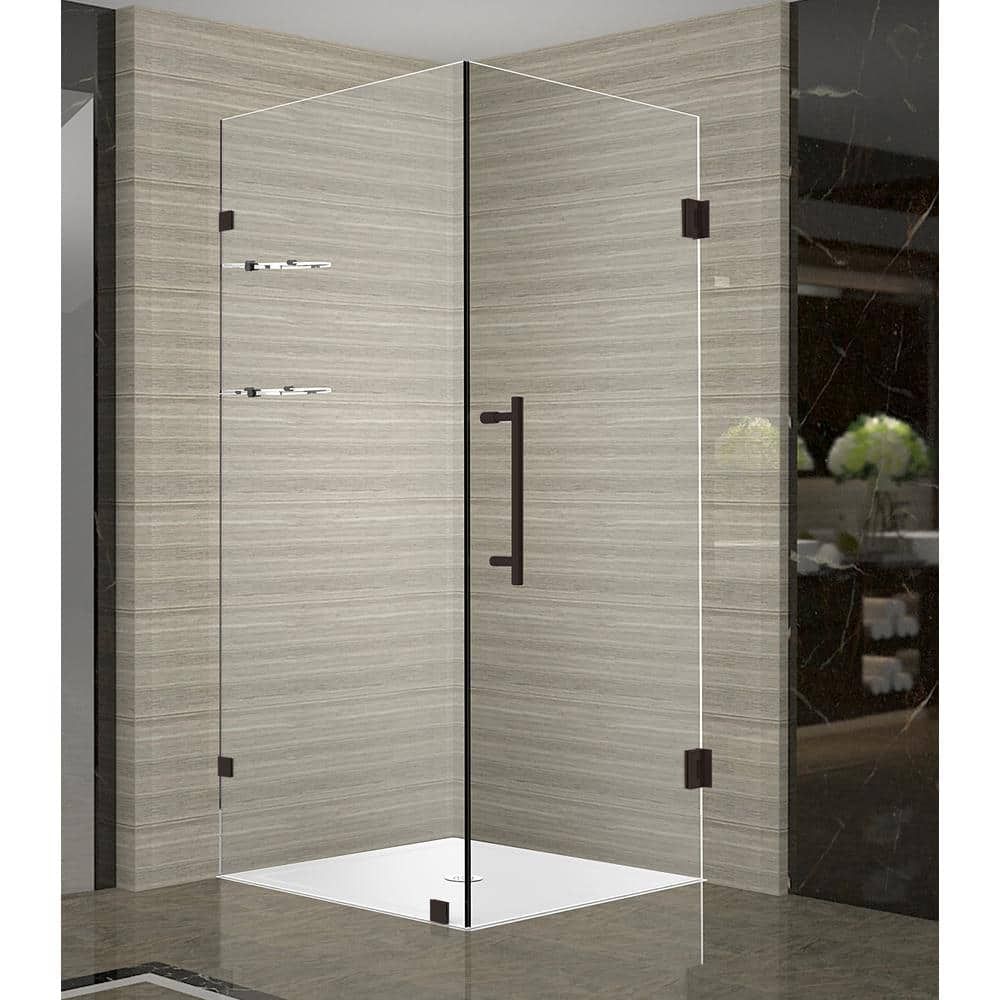 Bronze Frameless 30" x 72" Clear Glass Corner Shower Enclosure