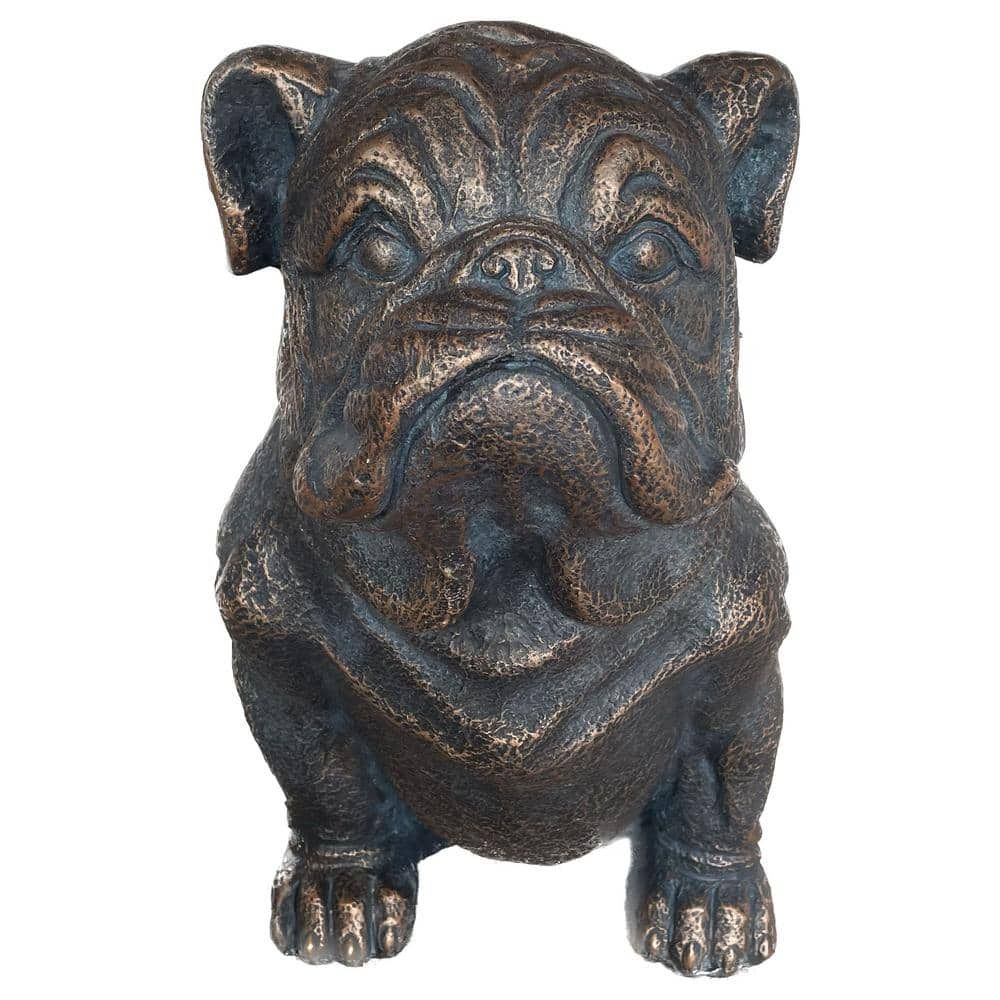 16" Copper-Look Resin Bulldog Garden Statue