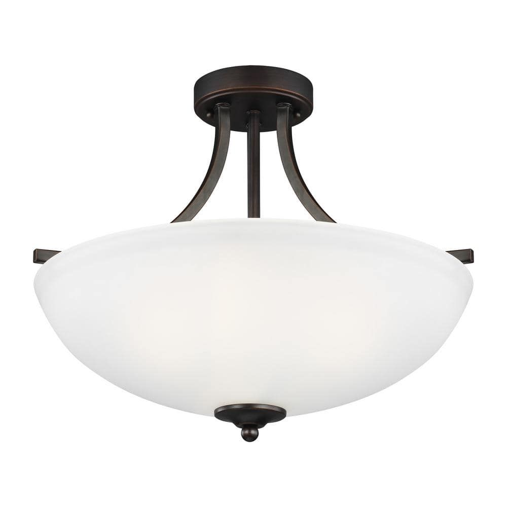 Bronze and White Glass 18" Transitional Bowl Pendant Light