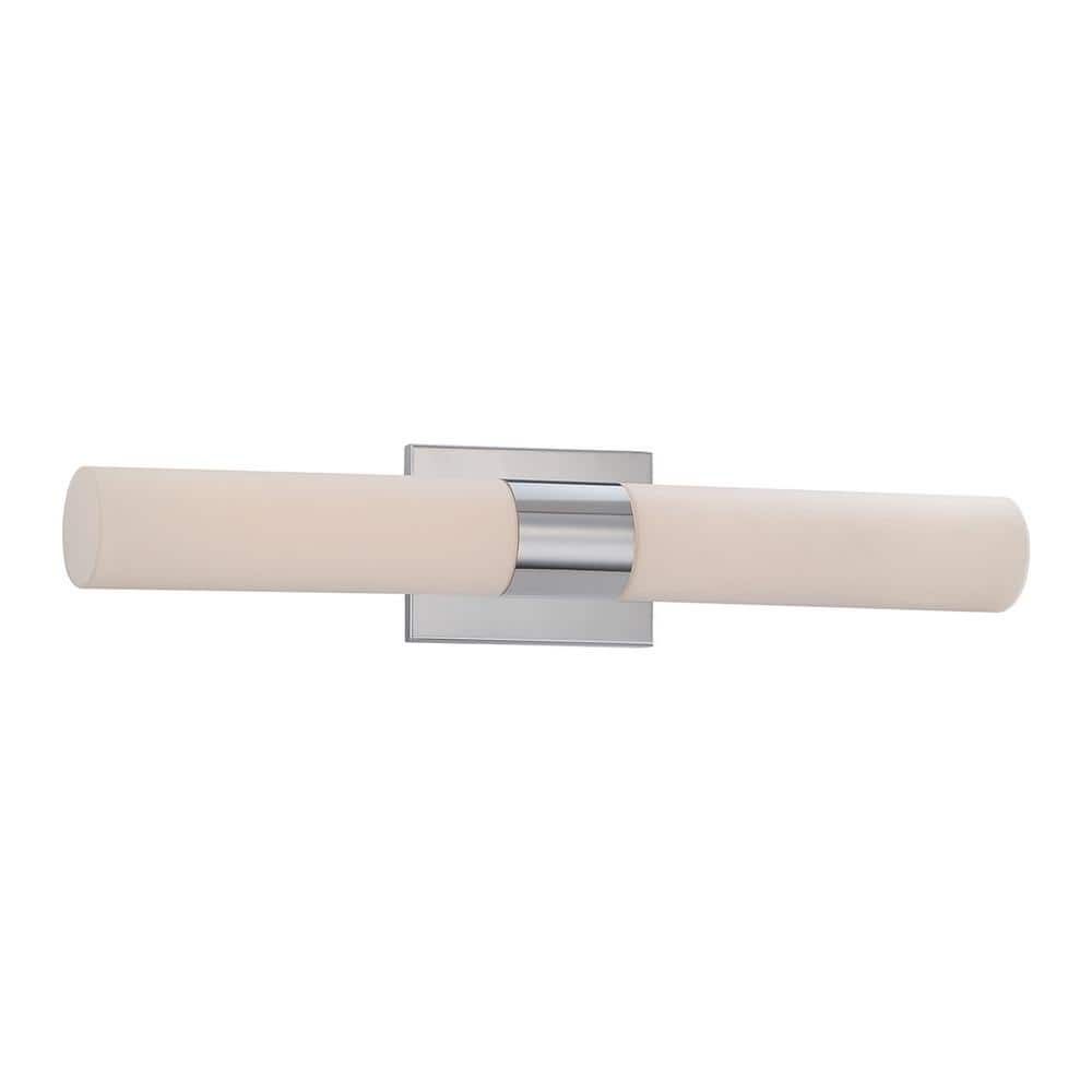 22-Inch Chrome LED Outdoor Wall Light with Opal Glass Shade