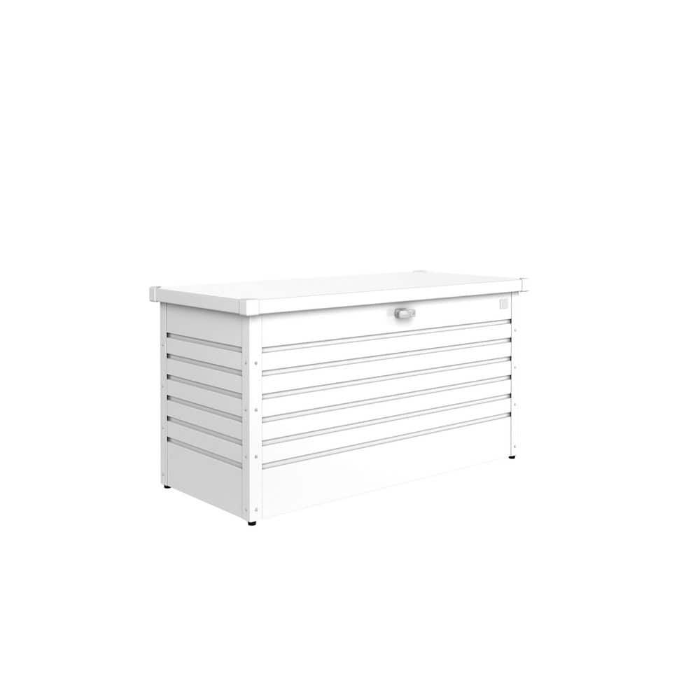 White Steel Lockable Outdoor Deck Box with 120 Gallon Capacity