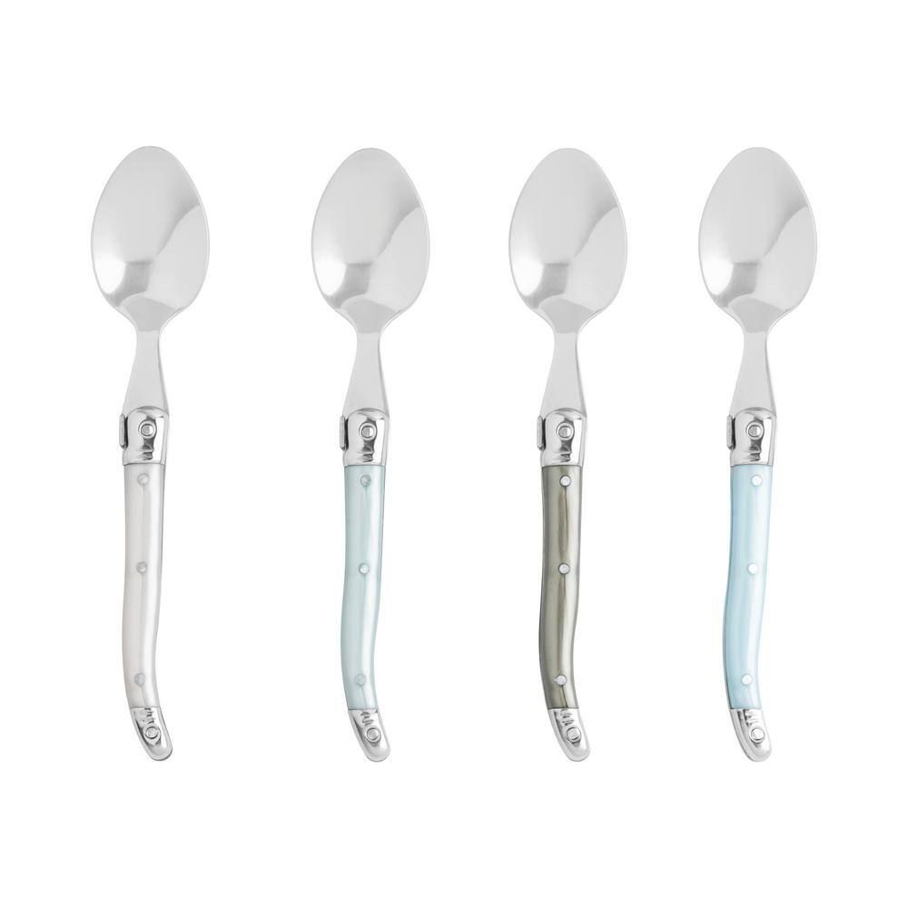 Set of 4 Stainless Steel Coffee Spoons with Faux Mother of Pearl Handles