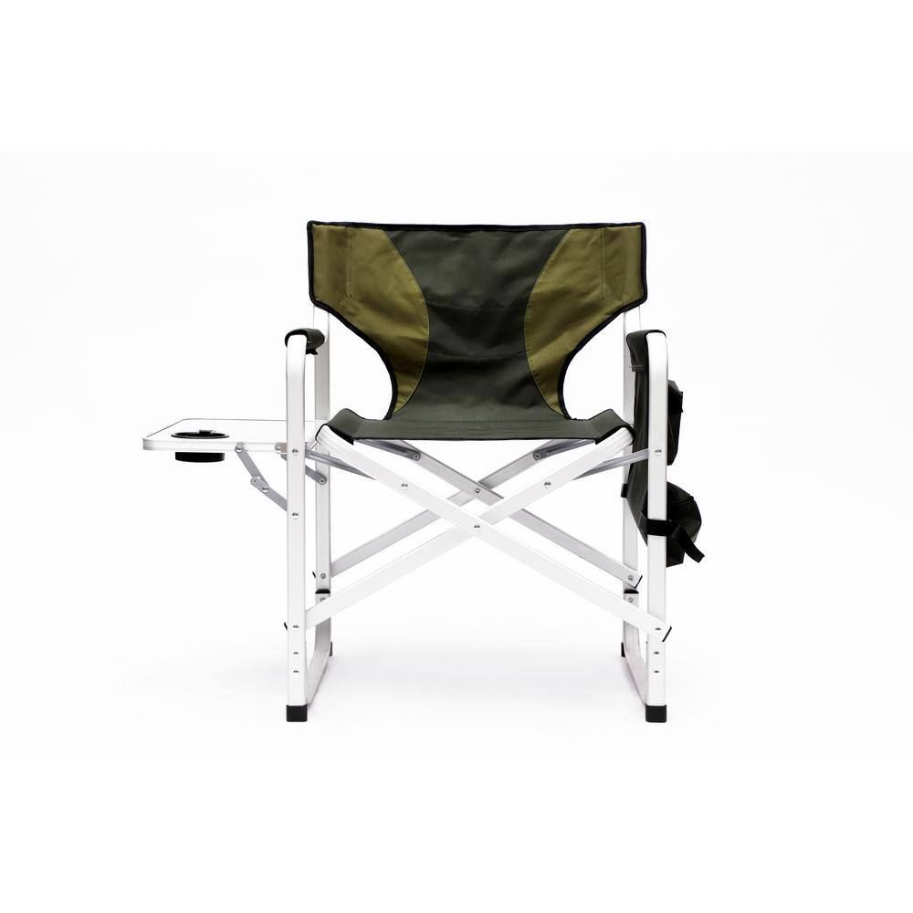 Green Aluminum Folding Director's Chair with Side Table