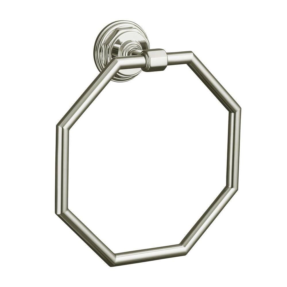 Polished Nickel Octagonal Wall Mounted Towel Ring