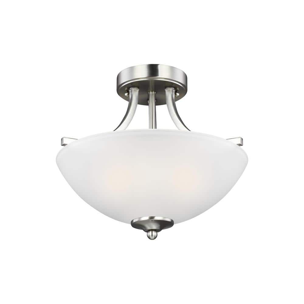 Brushed Nickel LED Semi-Flush Convertible Pendant Light