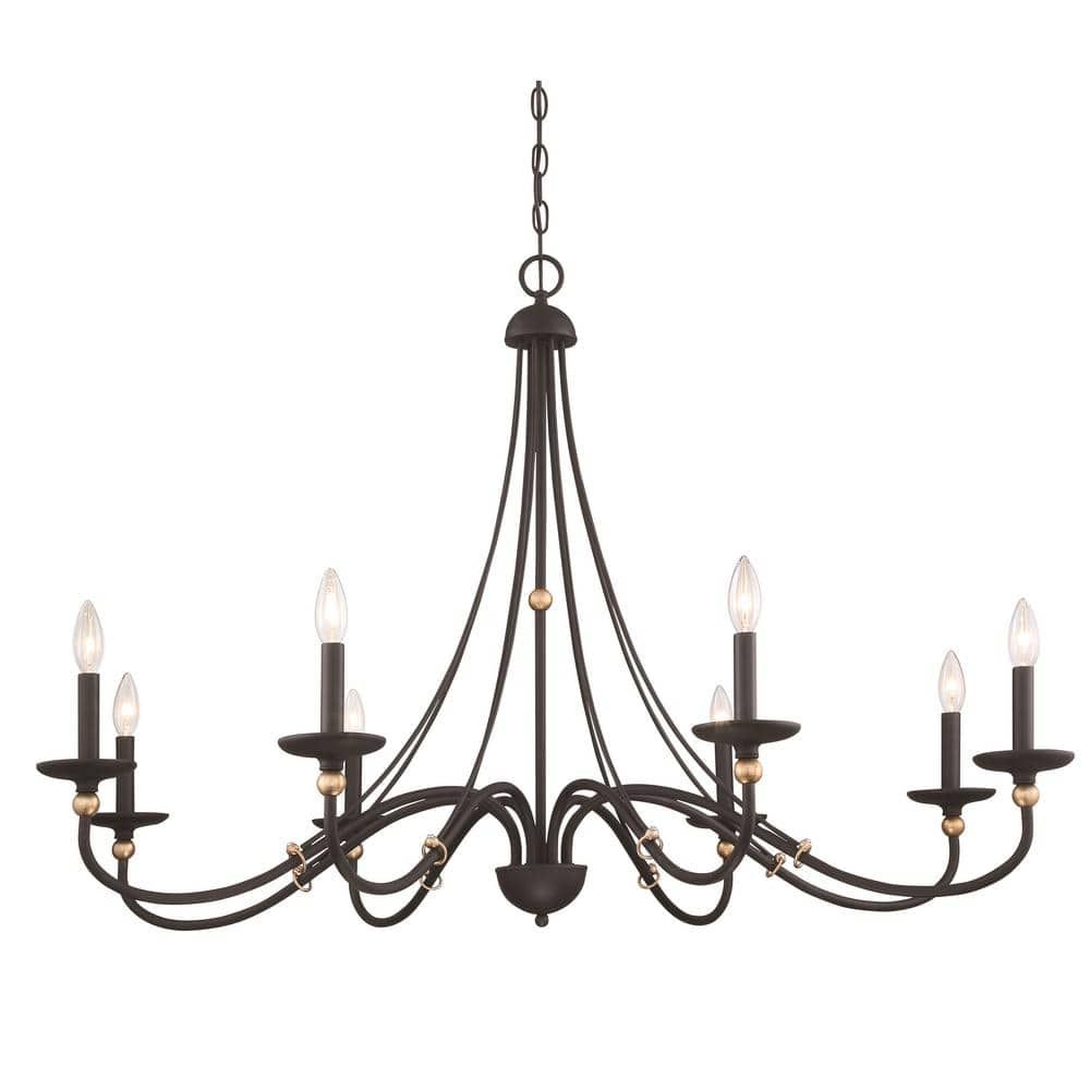 Westchester County Sand Coal and Skyline Gold Leaf 8-Light Chandelier