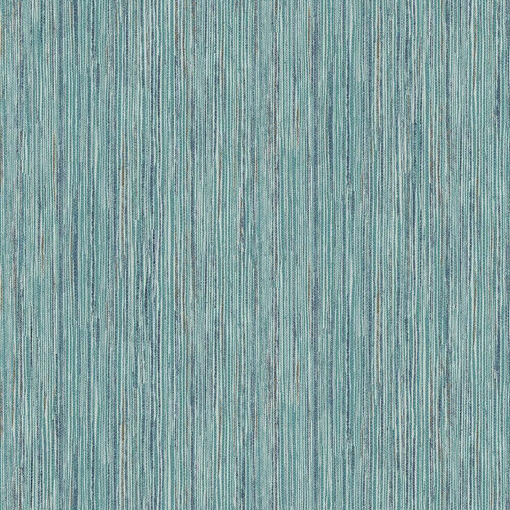 Teal Faux Grasscloth Non-Pasted Washable Wallpaper