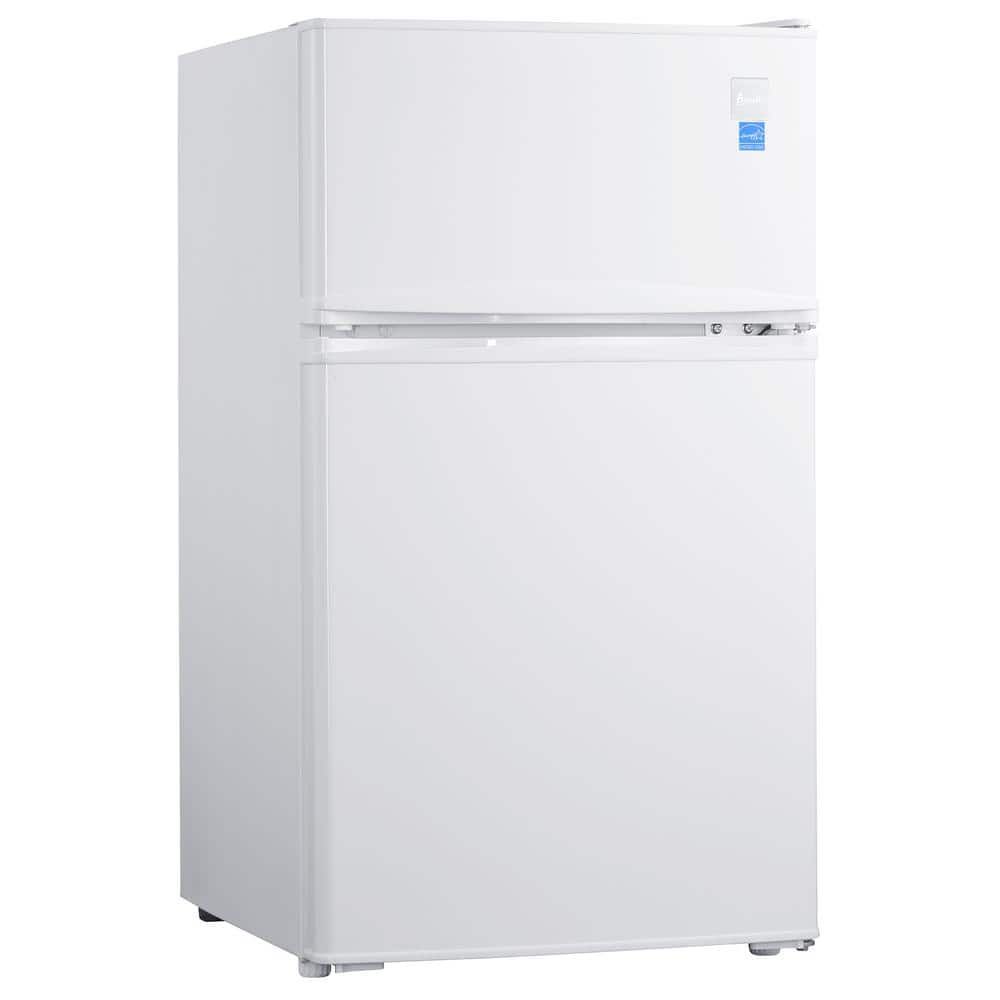 White 3.1 Cu. Ft. Compact Smart Refrigerator with Glass Shelves