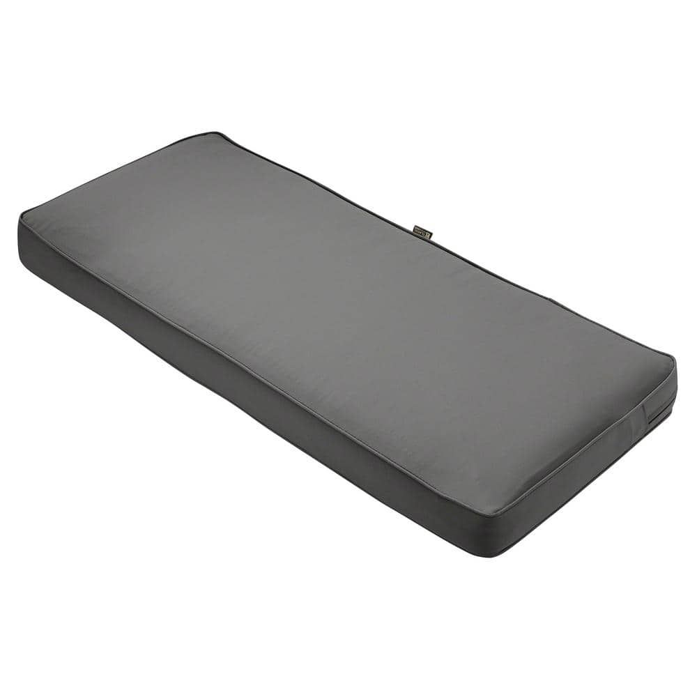 Gray Foam-Filled Outdoor Rectangle Chair Cushion