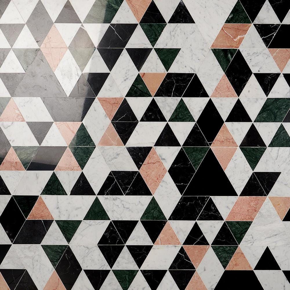Rosa Pink and Black Marble Mosaic Tile Sheet