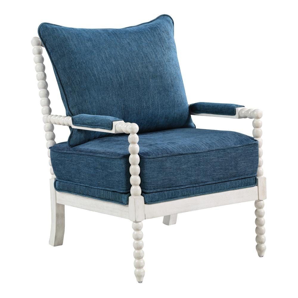 Kaylee Classic Blue Spindle Chaise with White Wood Frame