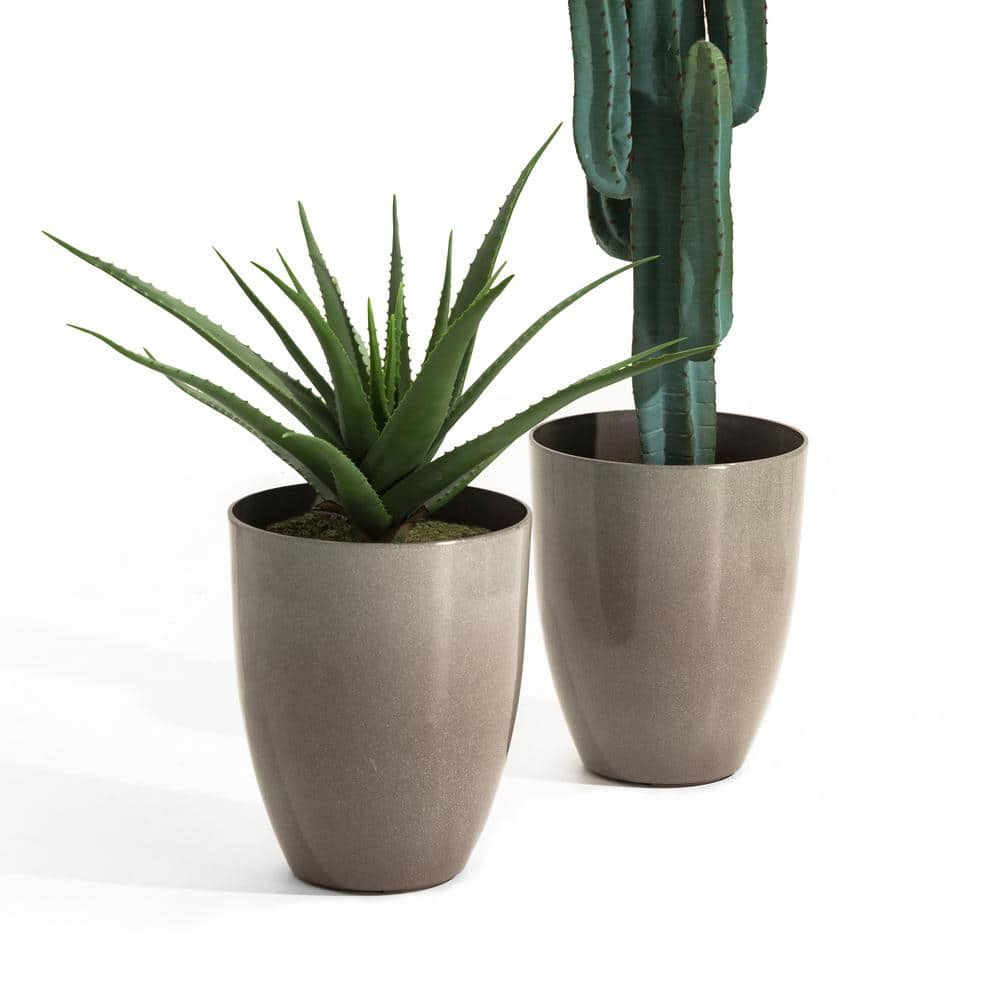 Eco-Friendly Sand Beige Tall Planter Duo for Indoor & Outdoor