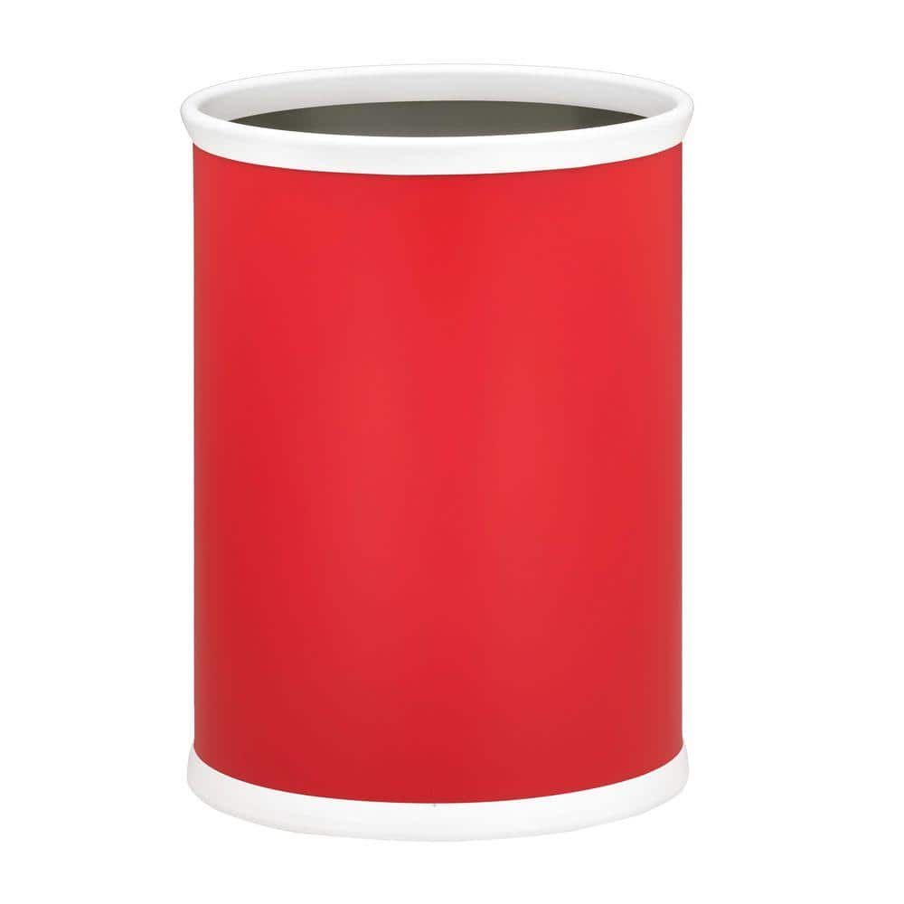 Red Oval Vinyl Bathroom Trash Can, 3.25 Gallon