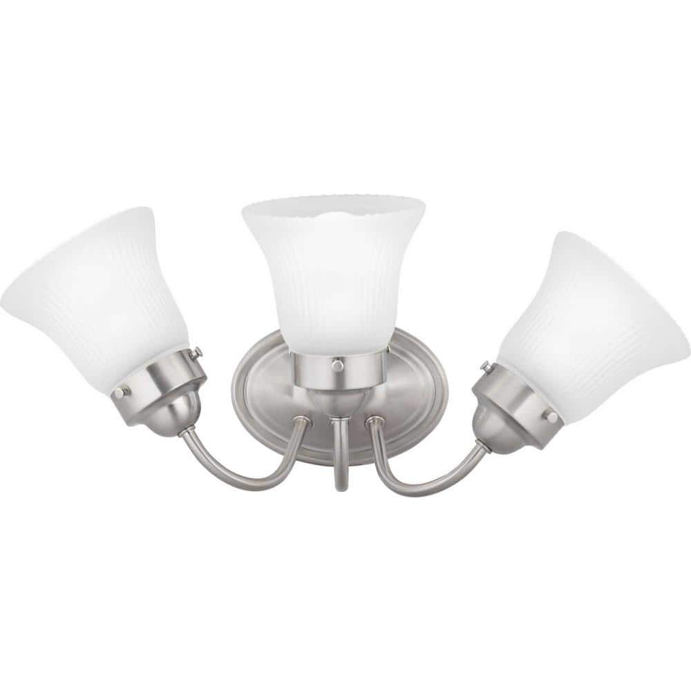 Brushed Nickel 3-Light Fluted Glass Bath Vanity Fixture