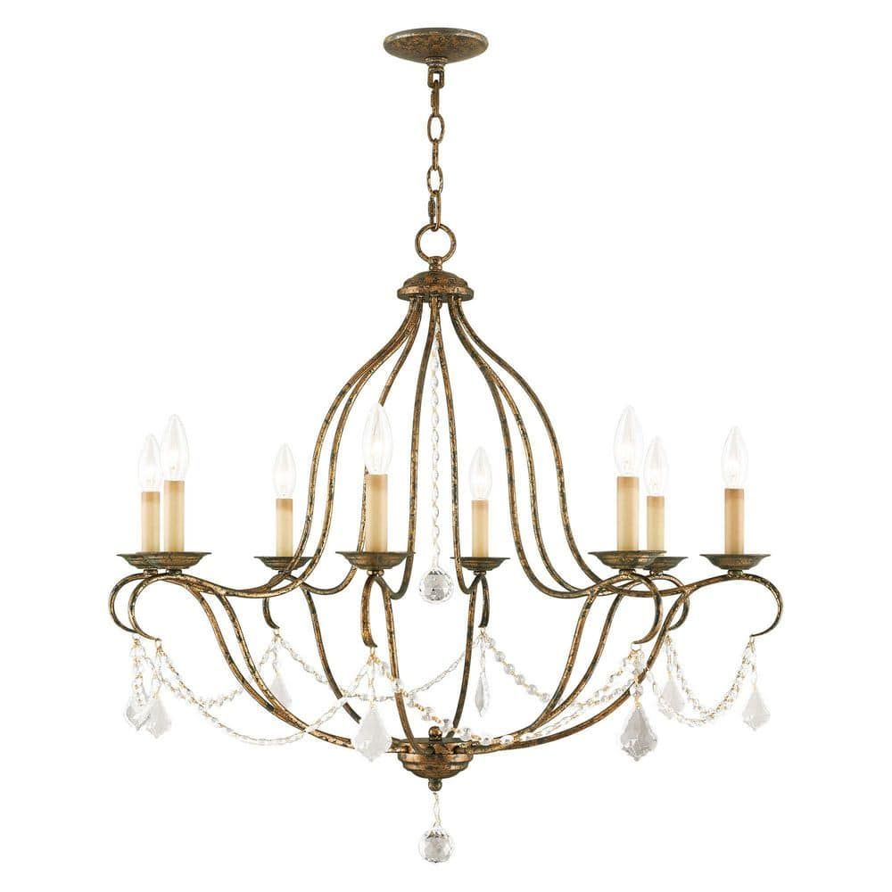 Mini Venetian Golden Bronze 8-Light Candle Chandelier