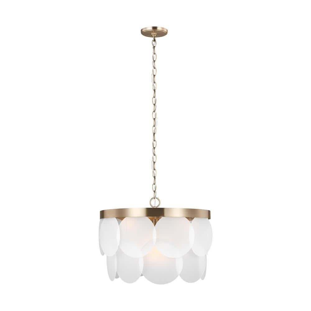 Satin Bronze and Glass 6-Light Round Pendant