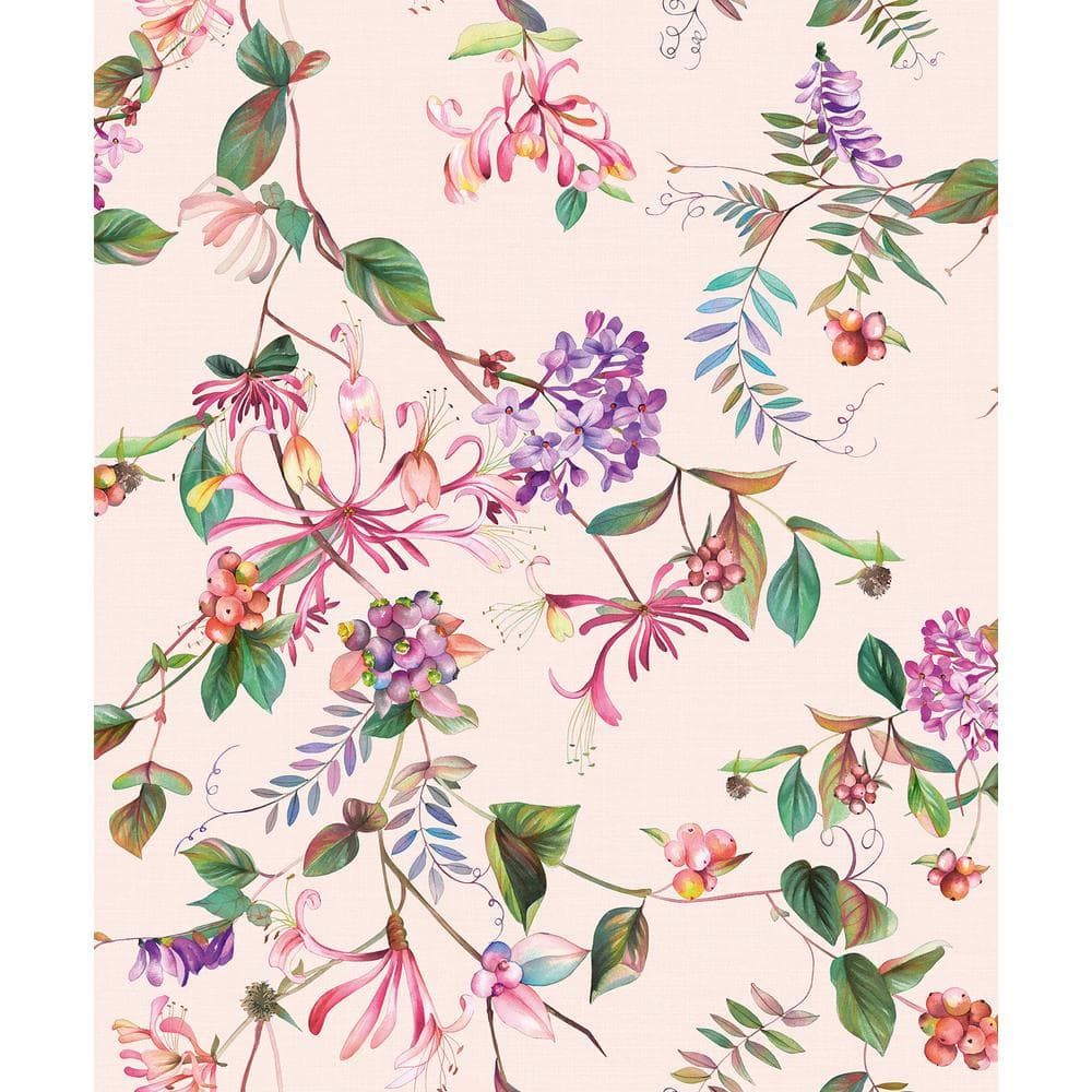 Pink Multicolor Floral Summer Bouquet Wallpaper Roll