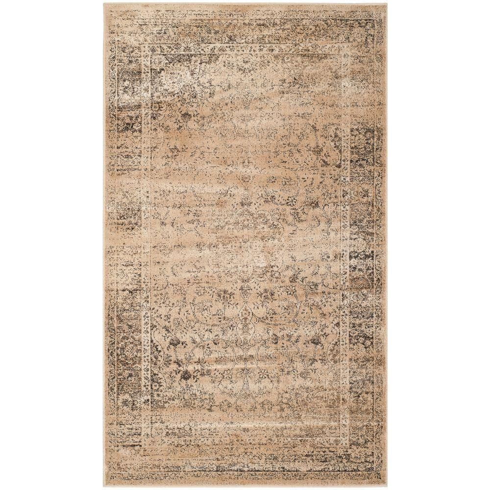 Hand-Knotted Warm Beige Round Wool & Viscose Blend Area Rug