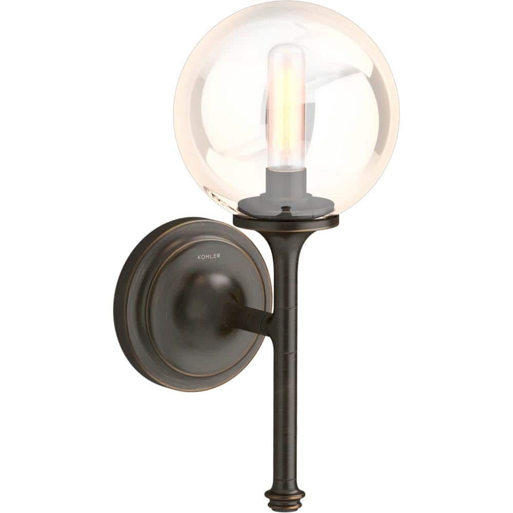 Bellera 13.5" Dimmable Bronze One-Light Sconce with Clear Glass Globe