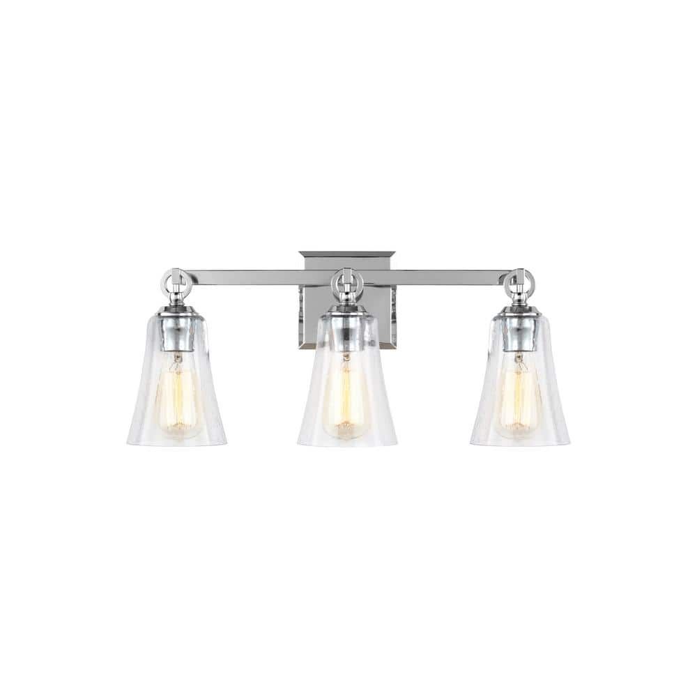 Monterro 3-Light Chrome Vanity with Clear Seeded Glass