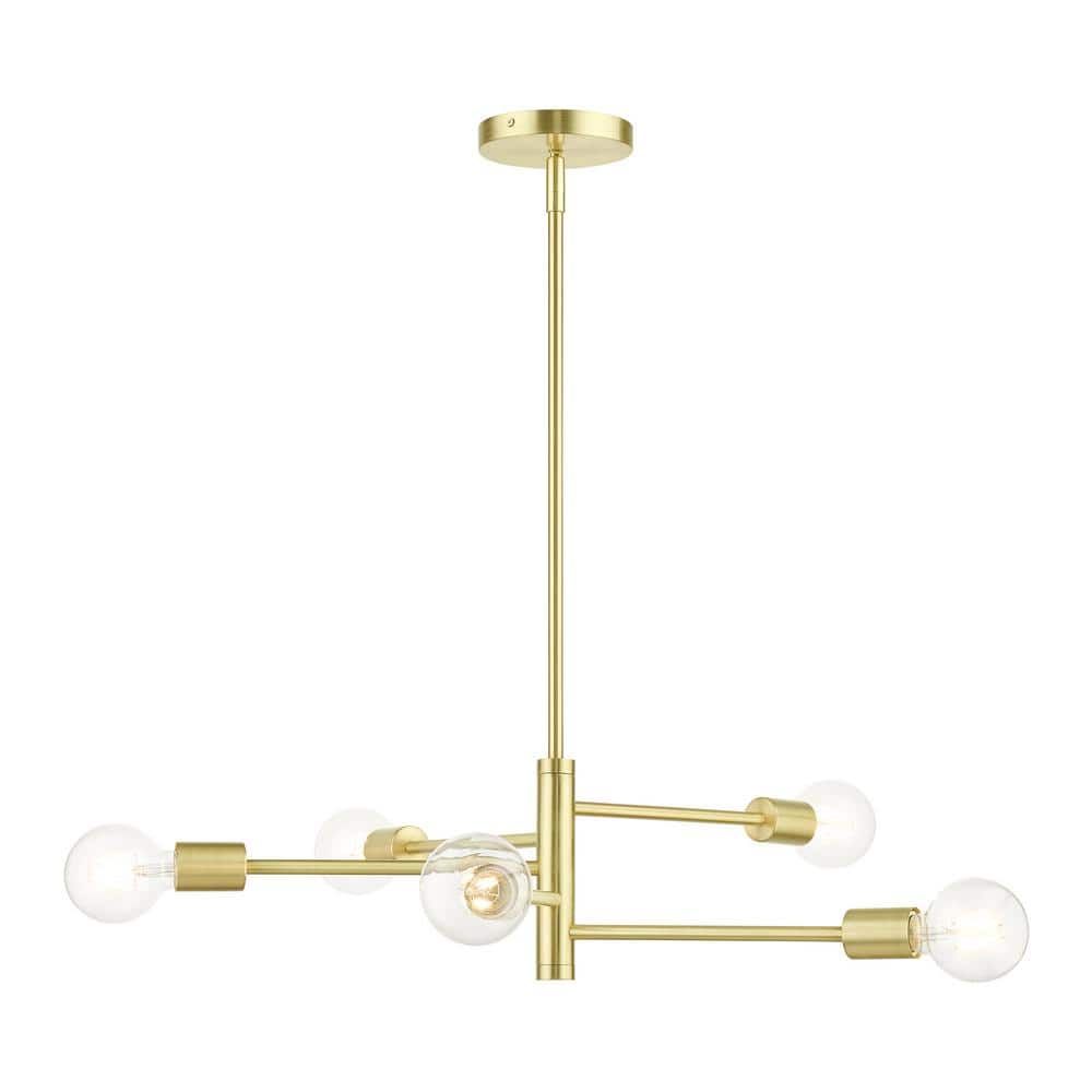 Bannister 5-Light Asymmetrical Satin Brass Chandelier