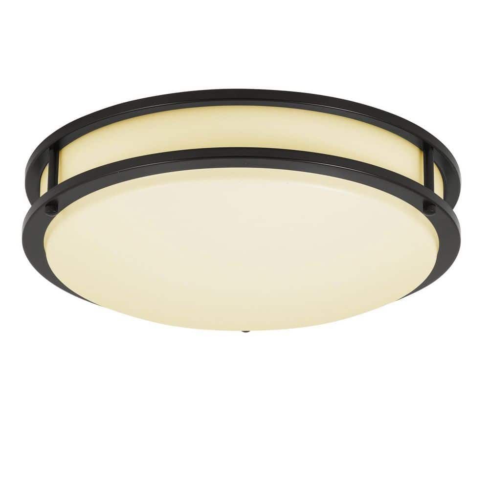 14" Oil Rubbed Bronze LED Drum Flush Mount Ceiling Light