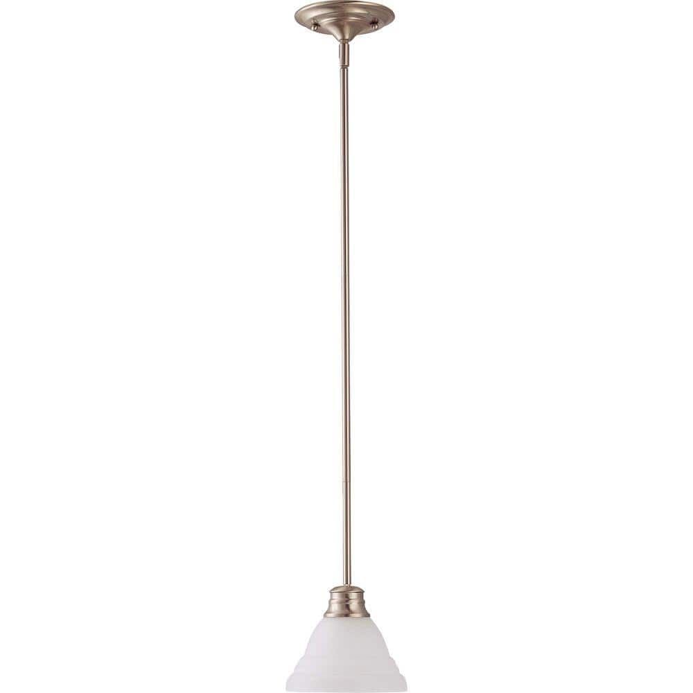 Nuvo Empire 6.5'' Frosted White Glass Mini Pendant Light in Brushed Nickel