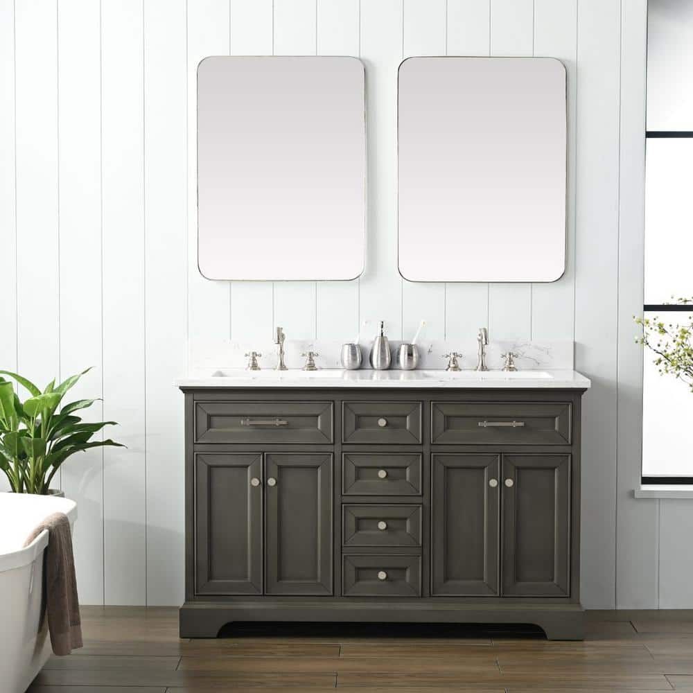 Thompson 54" Silver Gray Double Sink Freestanding Vanity