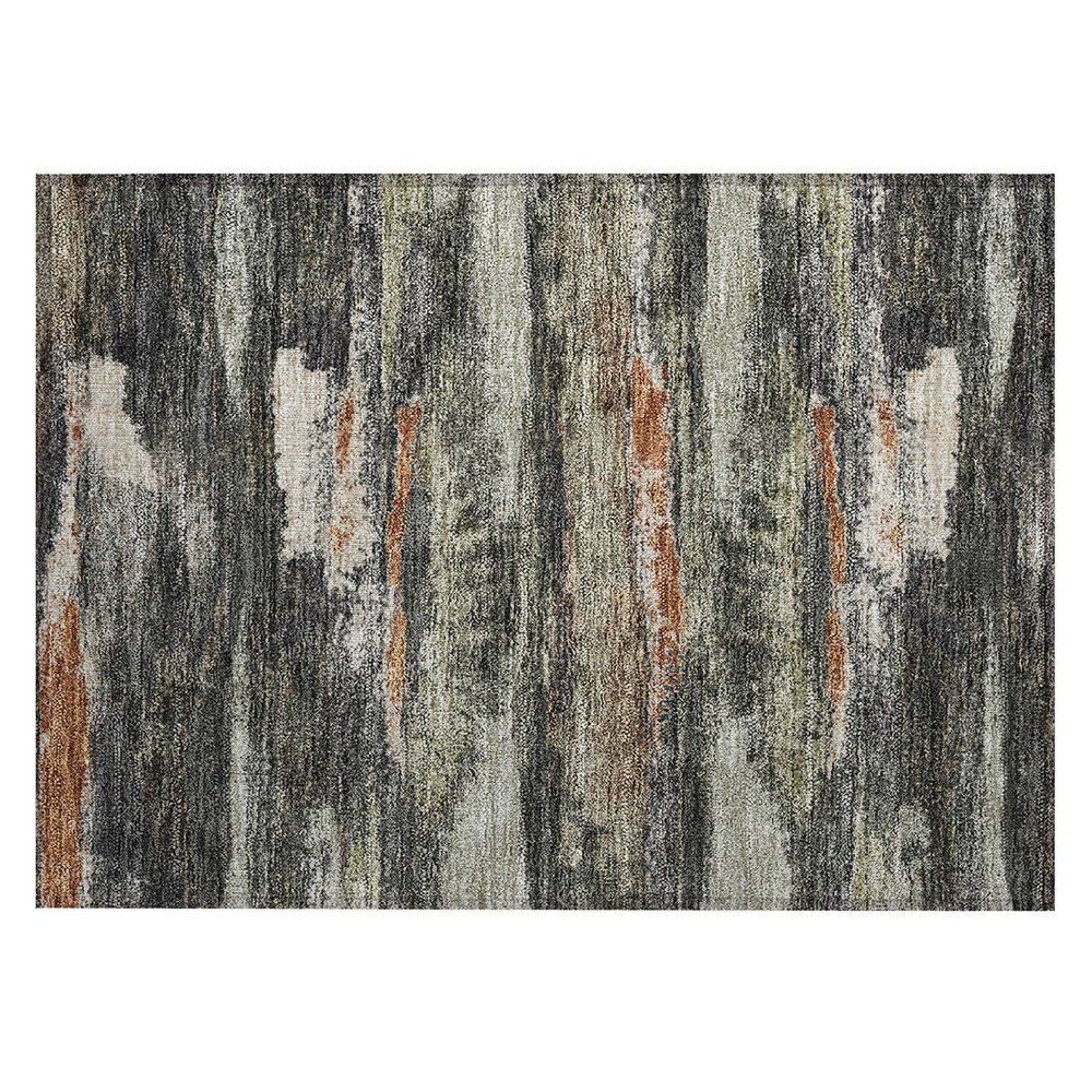 Gray Abstract Flat Woven Washable Rectangular Rug 5' x 7'
