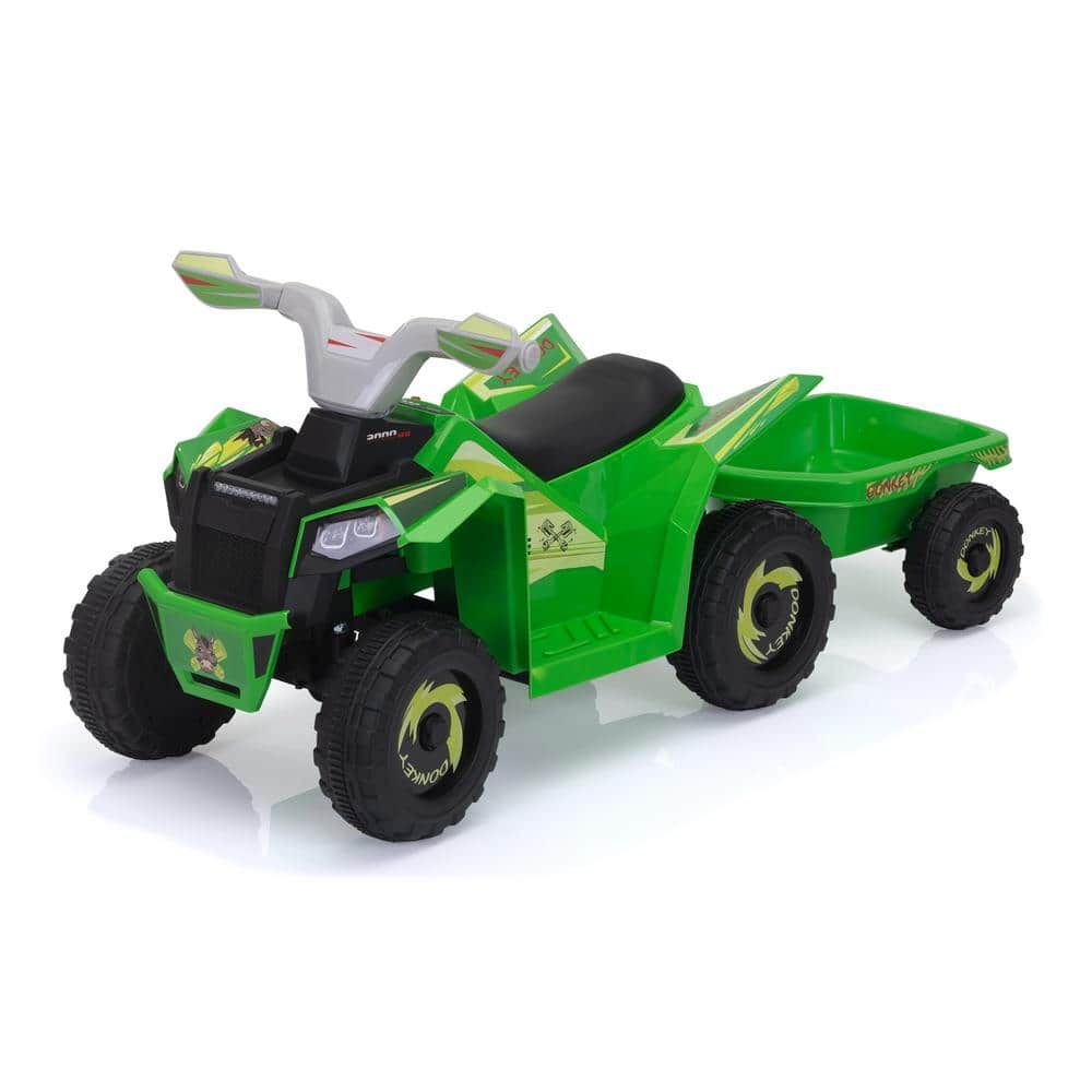 Green Kids Electric ATV with Trailer and Music