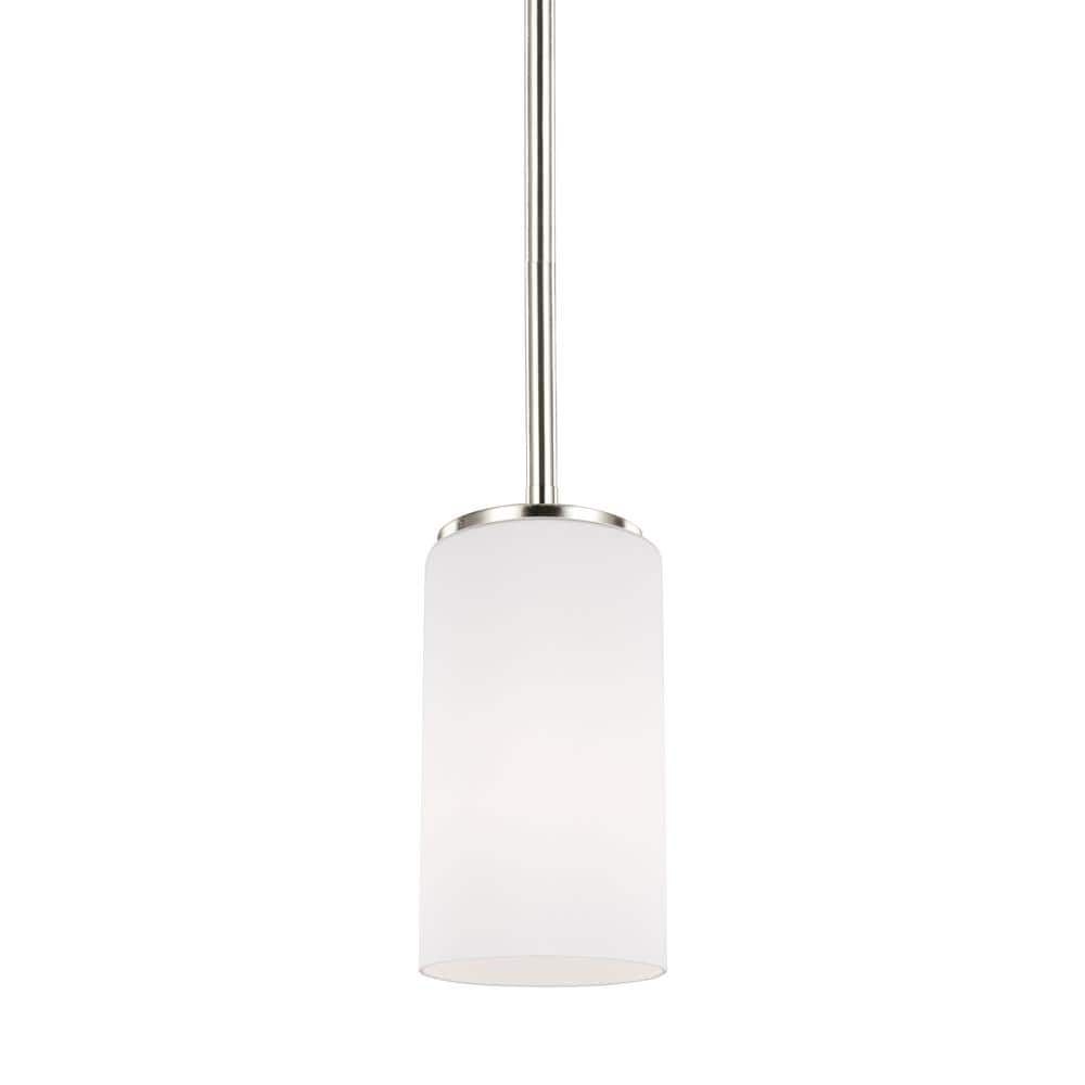 Alturas Mini-Pendant Light in Brushed Nickel with Etched White Glass