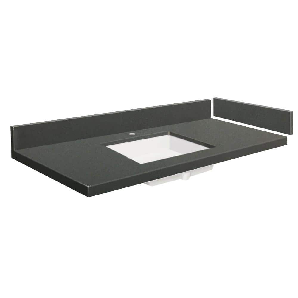 49 in. Urban Grey Quartz Vanity Top with White Undermount Sink