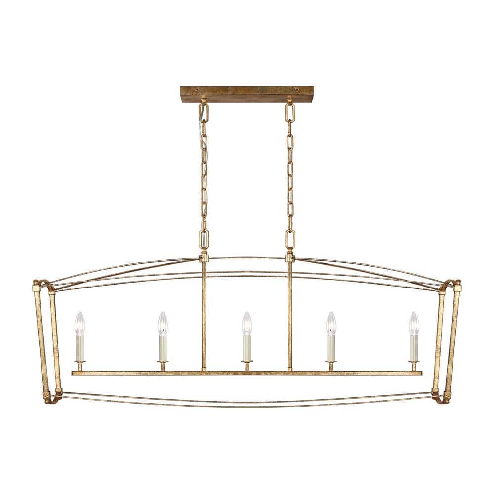 Thayer Antique Gild 5-Light Linear Steel Chandelier