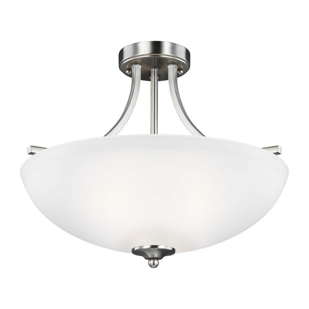Geary 17.75" Brushed Nickel and Glass Convertible Pendant