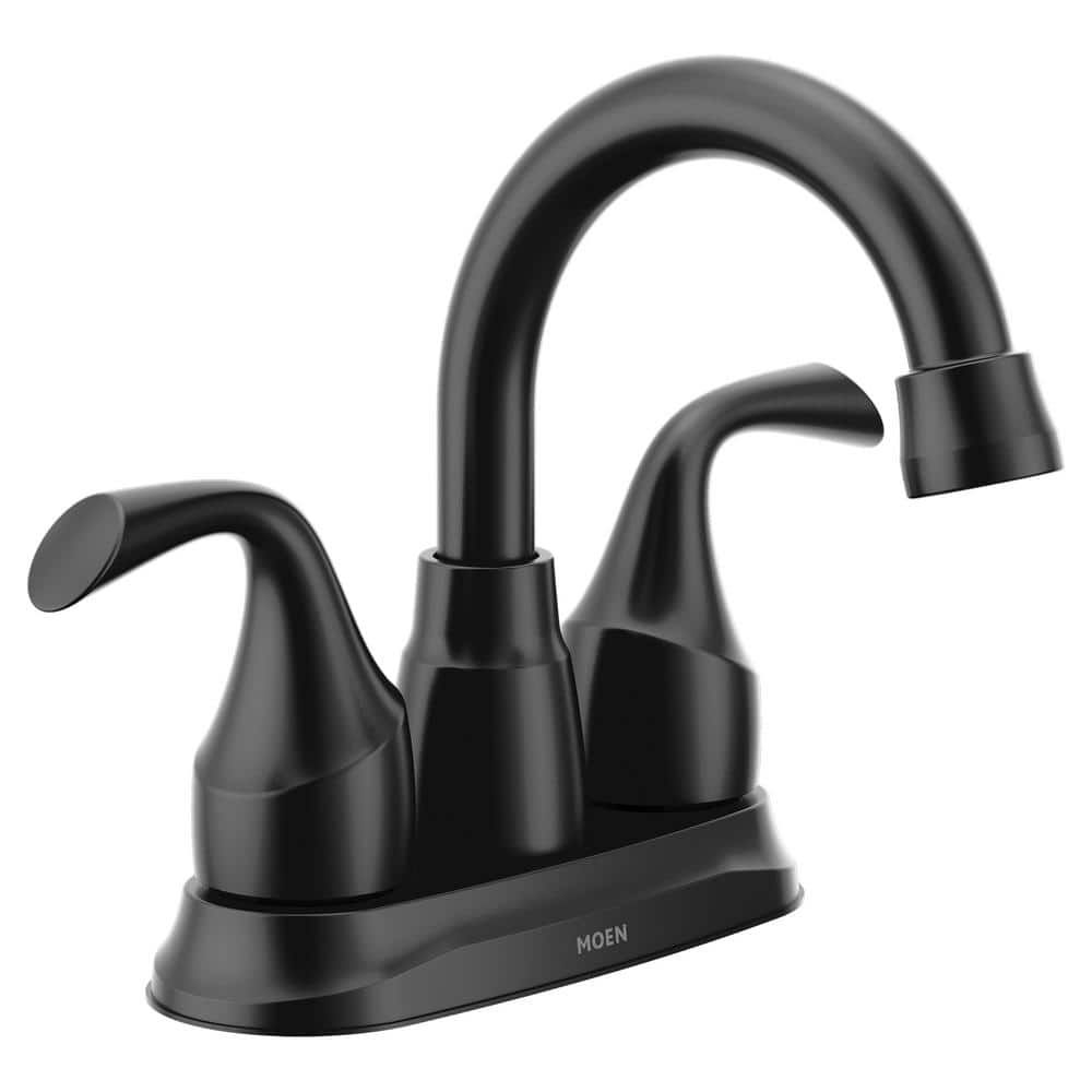 Matte Black Two-Handle Centerset Bathroom Faucet