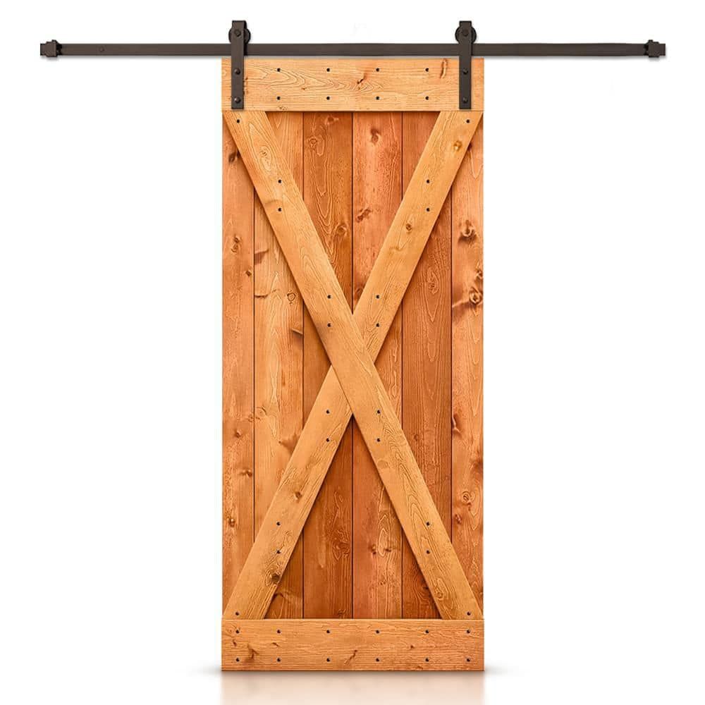 84'' Knotty Pine Solid Wood Barn Door with Oil-Rubbed Bronze Hardware