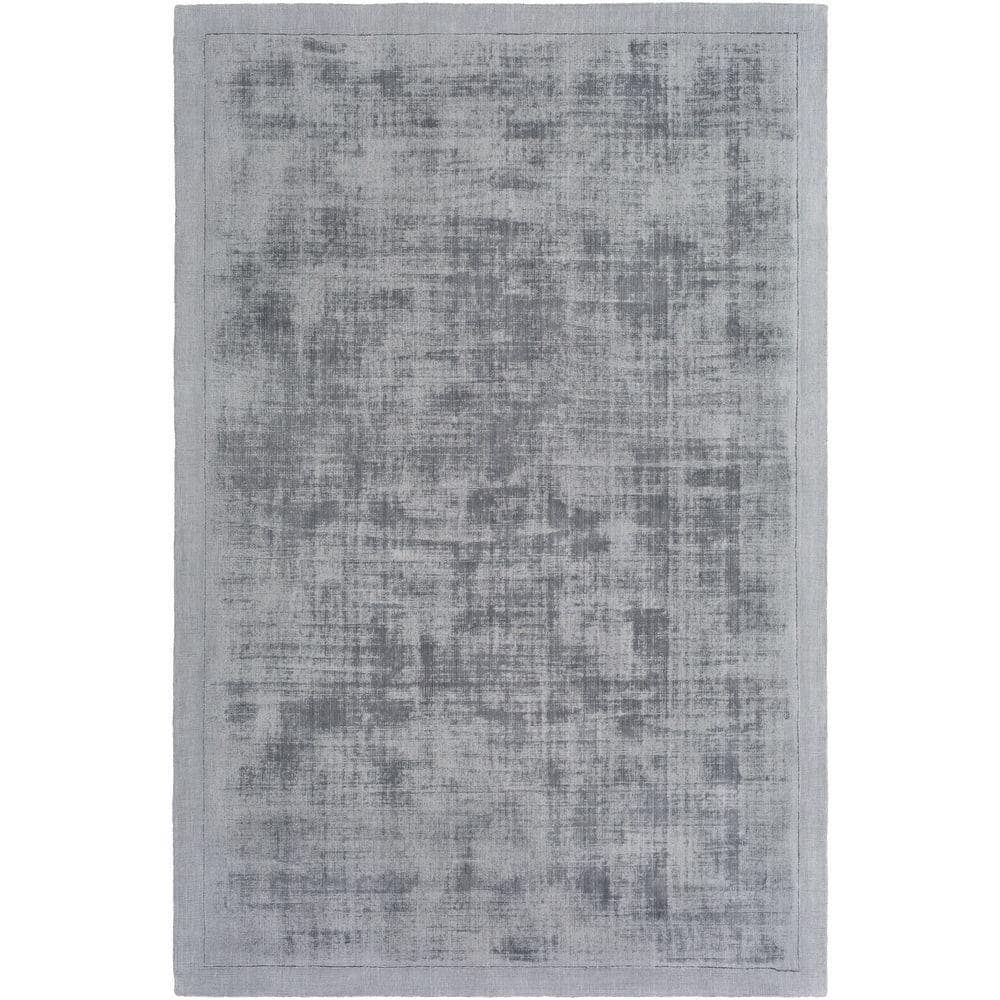 Handmade Gray Wool-Viscose 8' x 10' Rectangular Area Rug