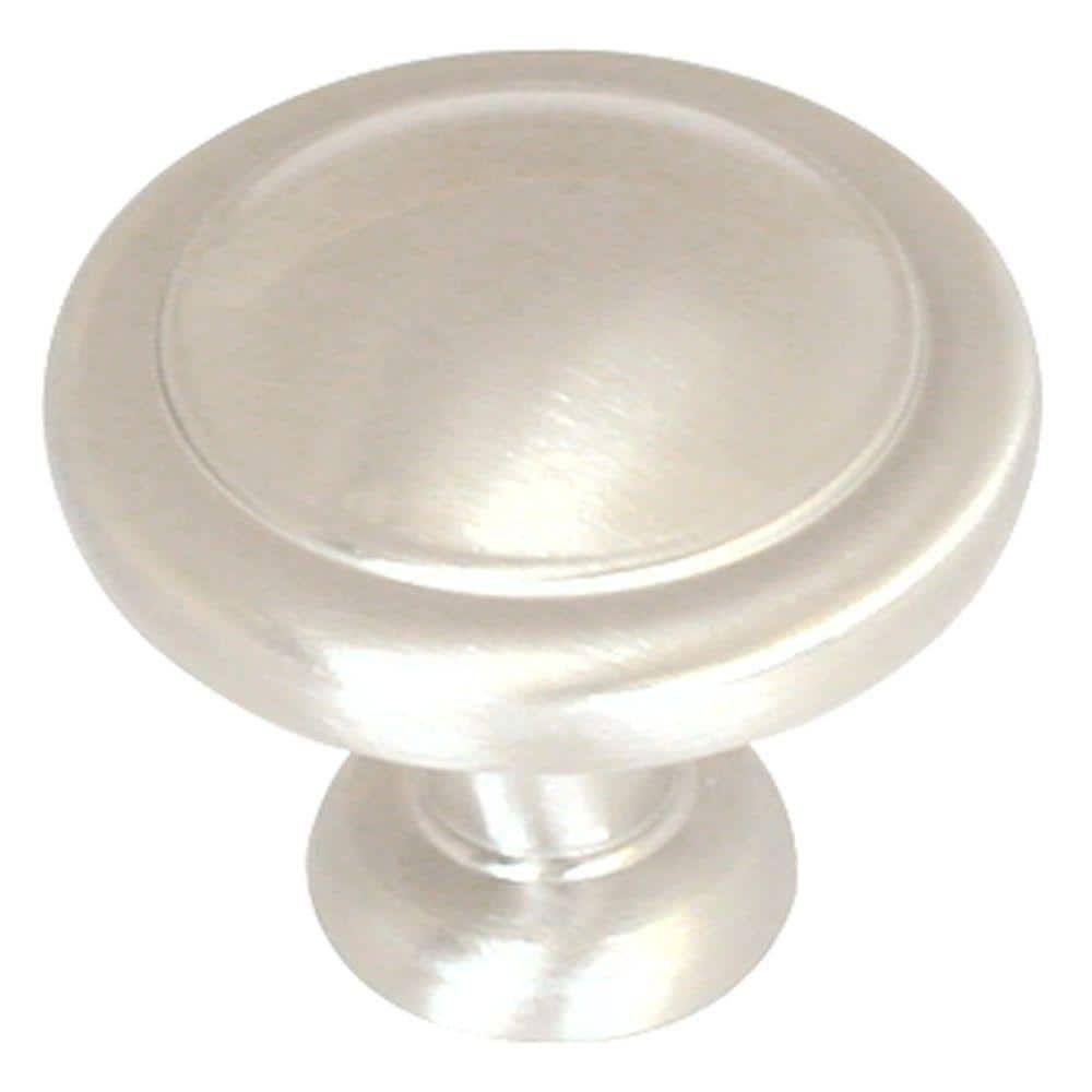 Satin Nickel Round Cabinet Knob with Mounting Hardware