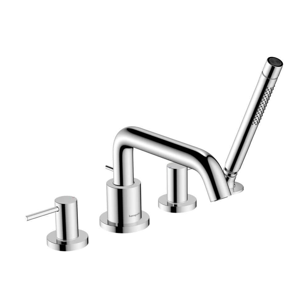 Chrome 4-Hole Roman Tub Filler with Hand Shower